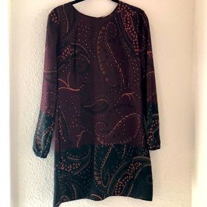 A&F Maroon Boho Patterned Shift Dress